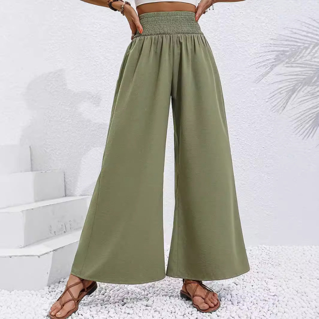 Artisio | Women Smocked Waist Wide Leg Pants