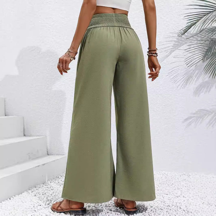 Artisio | Women Smocked Waist Wide Leg Pants