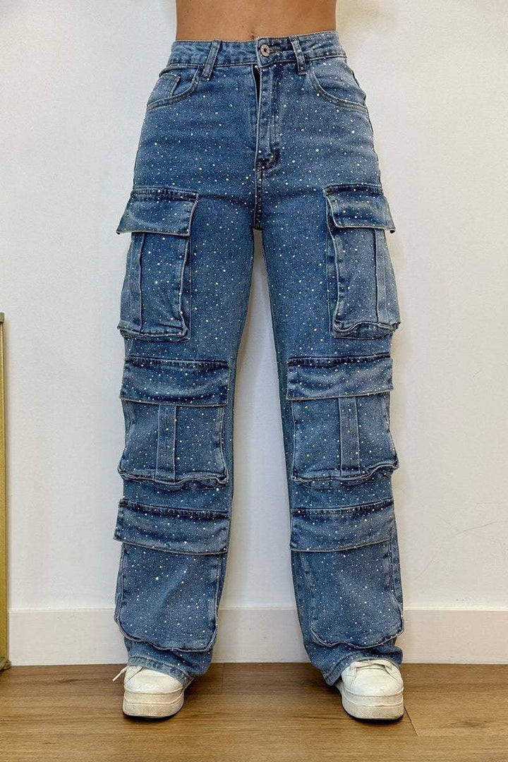 Artisio | Women Sparkle Pocket Cargo Jeans