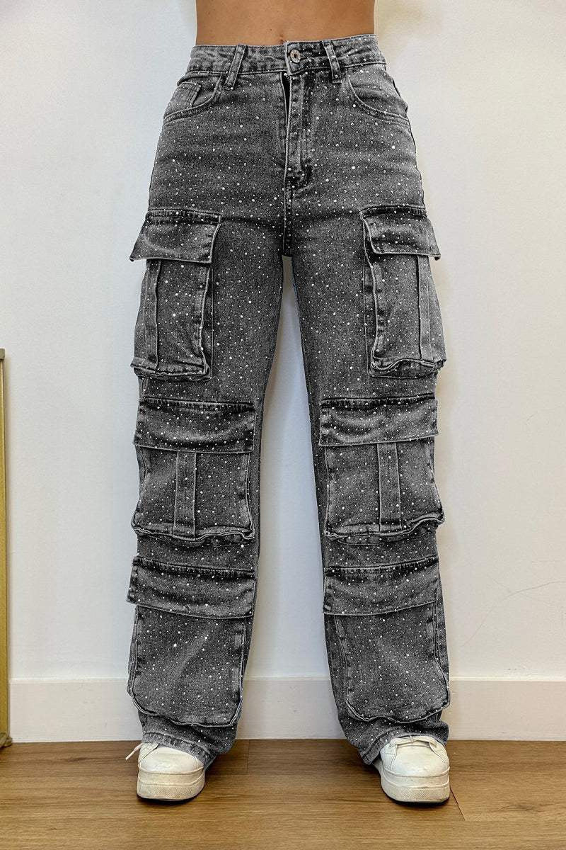 Artisio | Women Sparkle Pocket Cargo Jeans