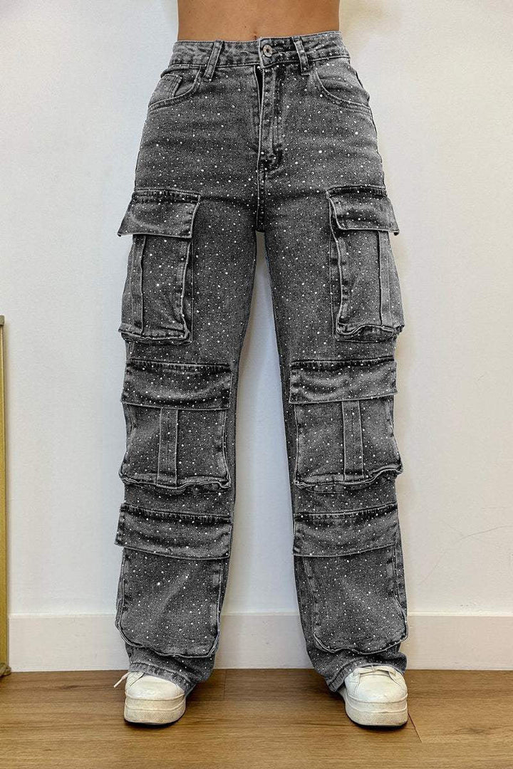 Artisio | Women Sparkle Pocket Cargo Jeans