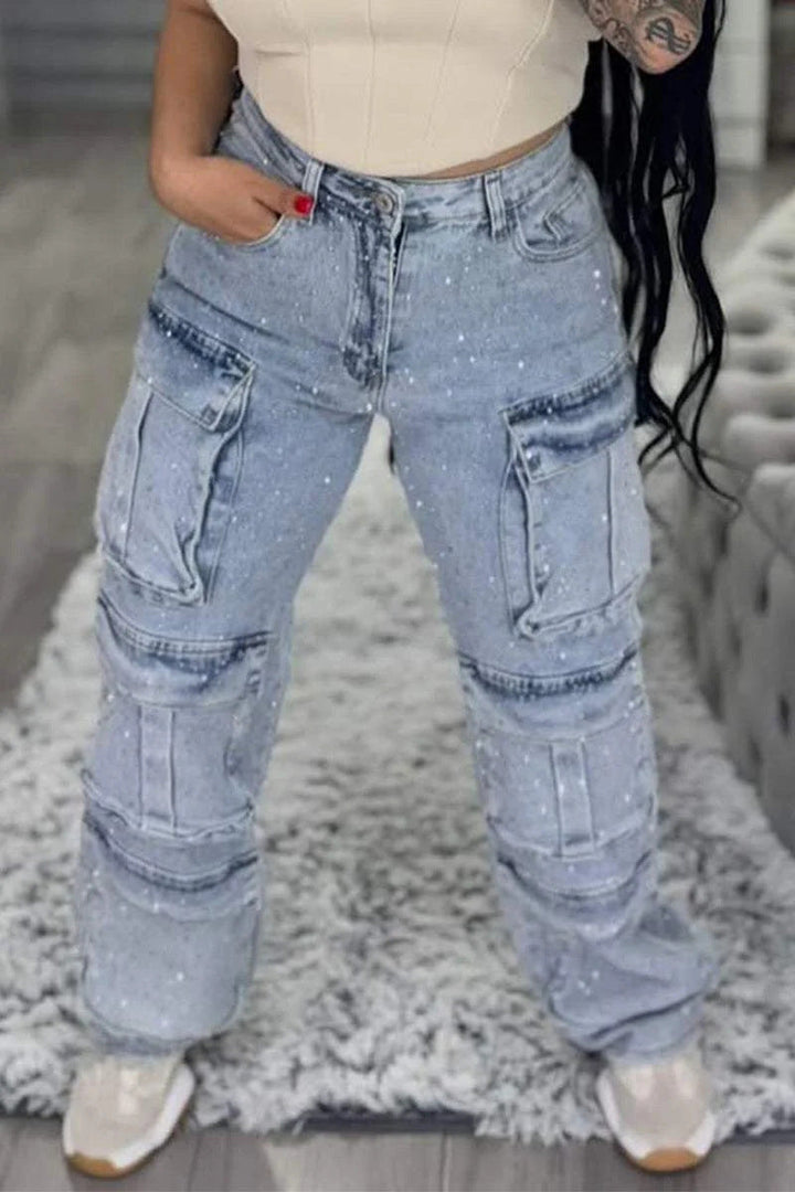 Artisio | Women Sparkle Pocket Cargo Jeans