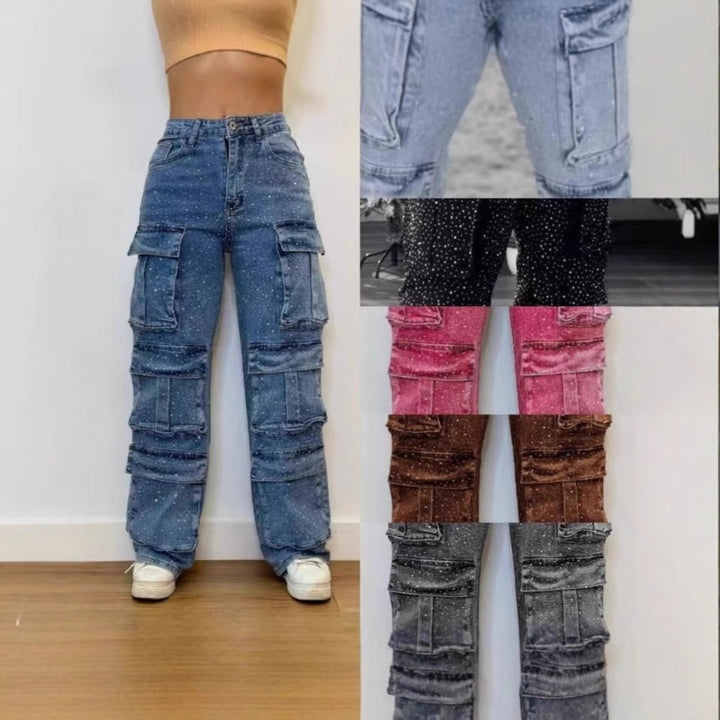 Artisio | Women Sparkle Pocket Cargo Jeans