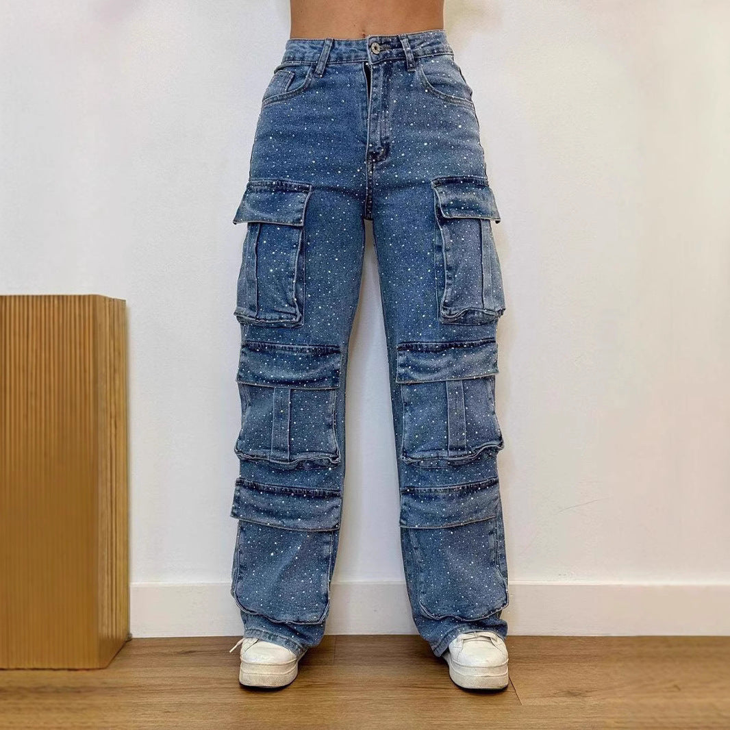 Artisio | Women Sparkle Pocket Cargo Jeans