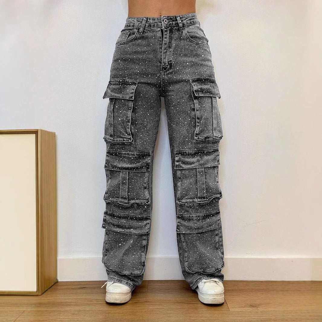 Artisio | Women Sparkle Pocket Cargo Jeans