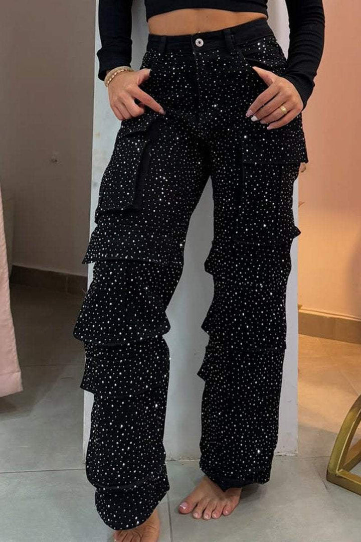 Artisio | Women Sparkle Pocket Cargo Jeans