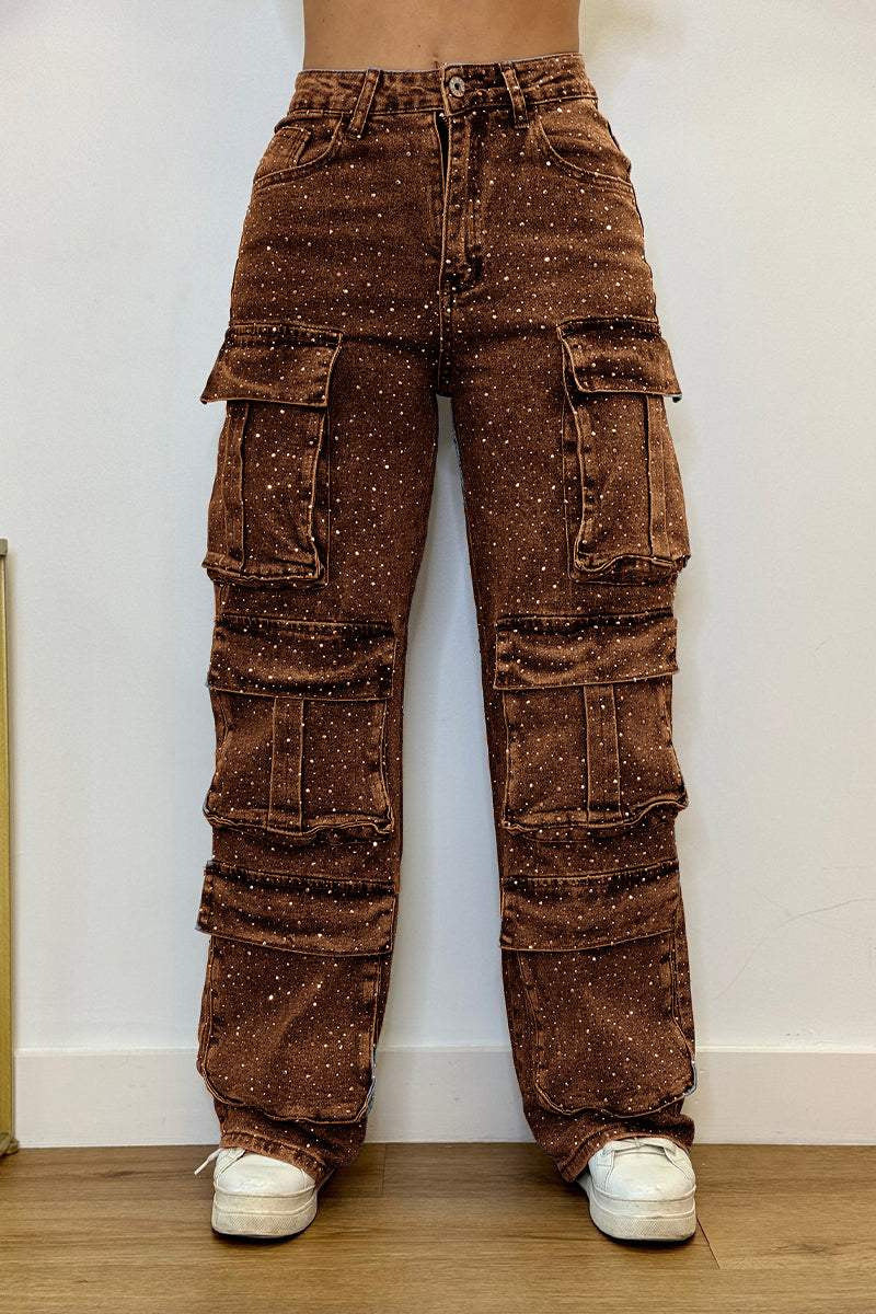 Artisio | Women Sparkle Pocket Cargo Jeans