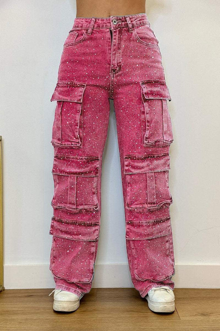 Artisio | Women Sparkle Pocket Cargo Jeans