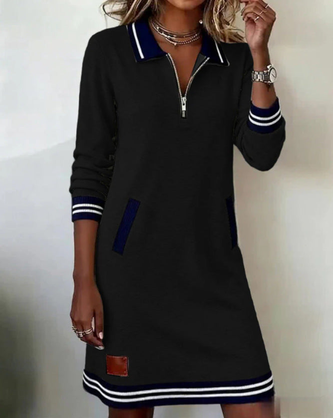 Artisio | Women Sporty Collar Zip Dress
