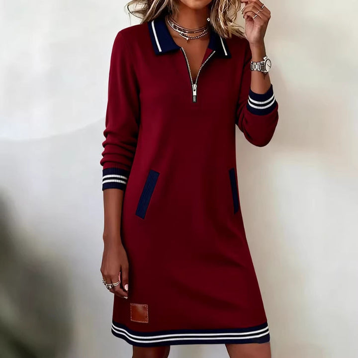 Artisio | Women Sporty Collar Zip Dress