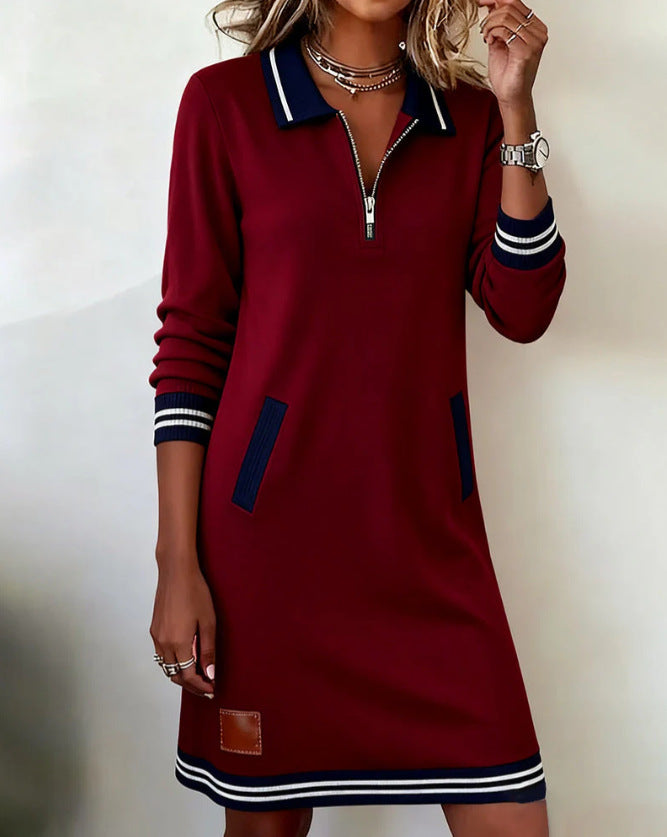 Artisio | Women Sporty Collar Zip Dress