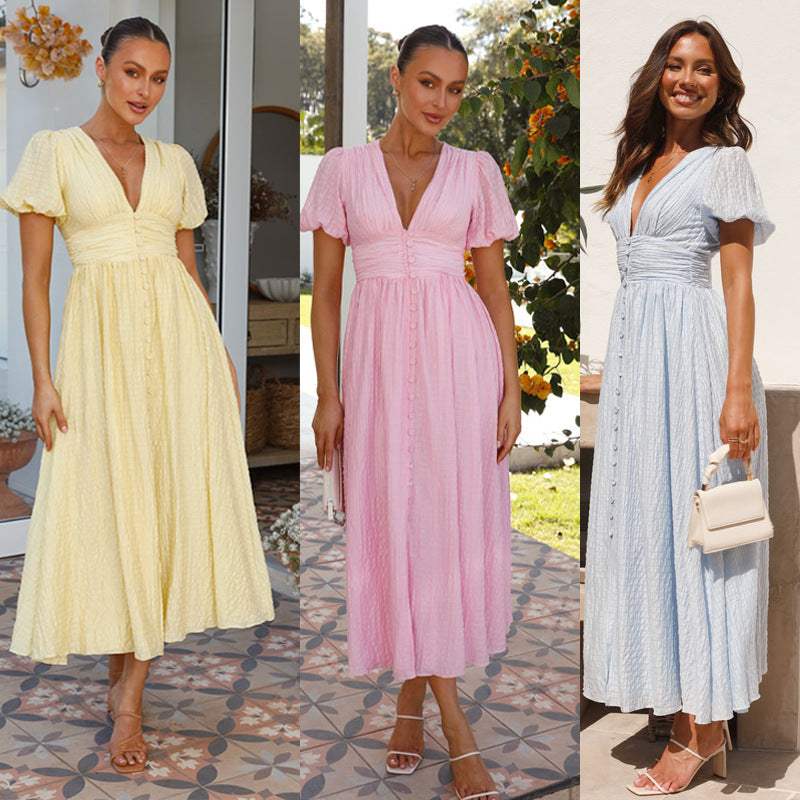 Artisio | Women Summer Button Maxi Dress