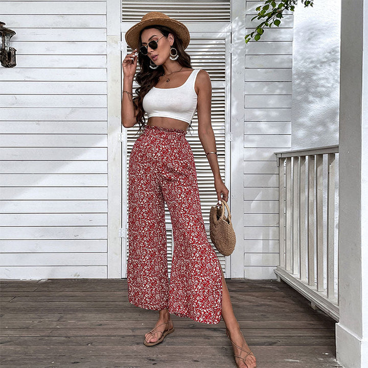 Artisio | Women Summer Floral Split Pants