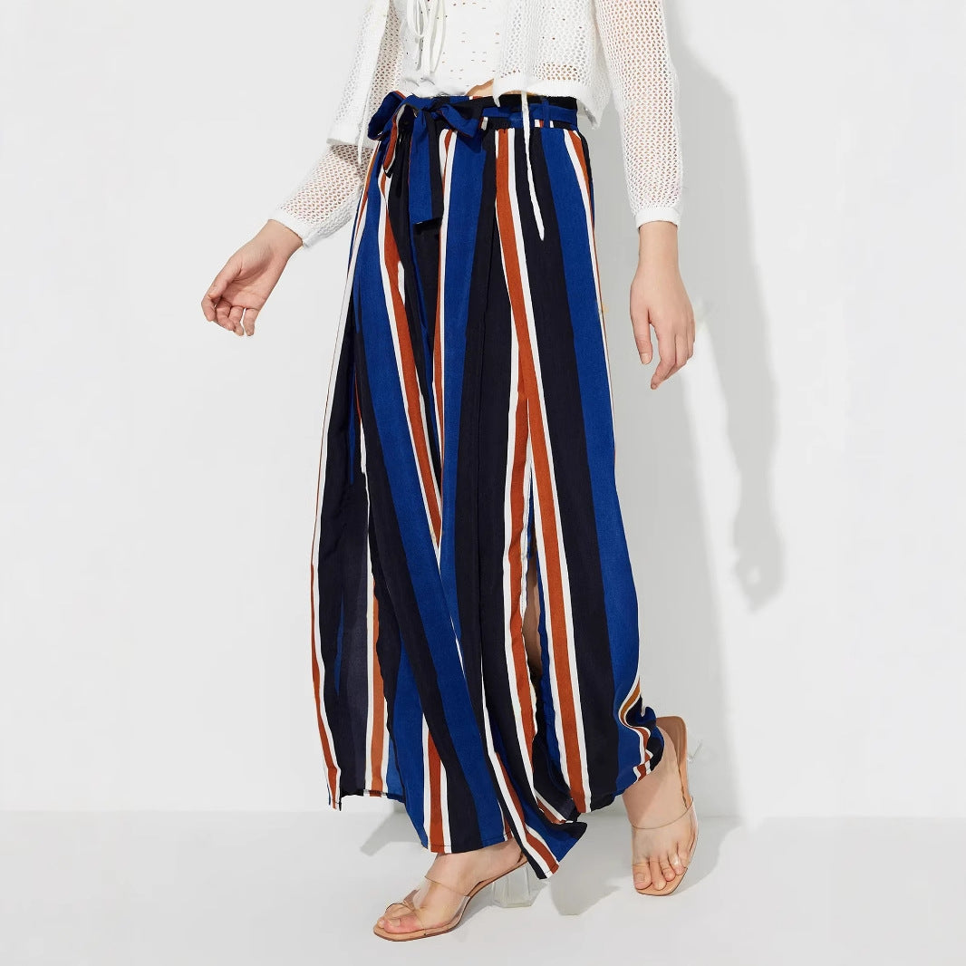Artisio | Women Summer Stripe Wide Pants