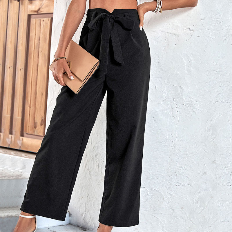 Artisio | Women Tie Waist Wide Pants