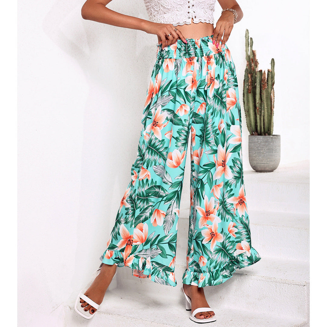 Artisio | Women Tropical Floral Wide Pants