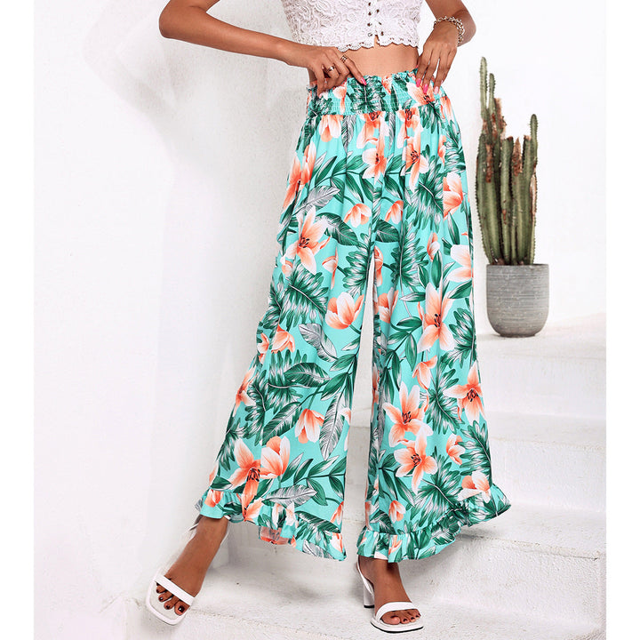 Artisio | Women Tropical Floral Wide Pants