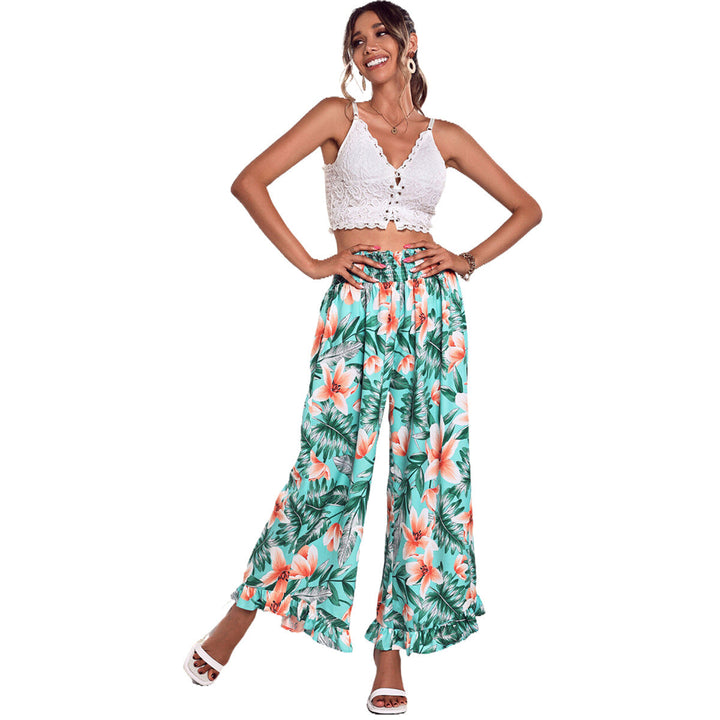 Artisio | Women Tropical Floral Wide Pants