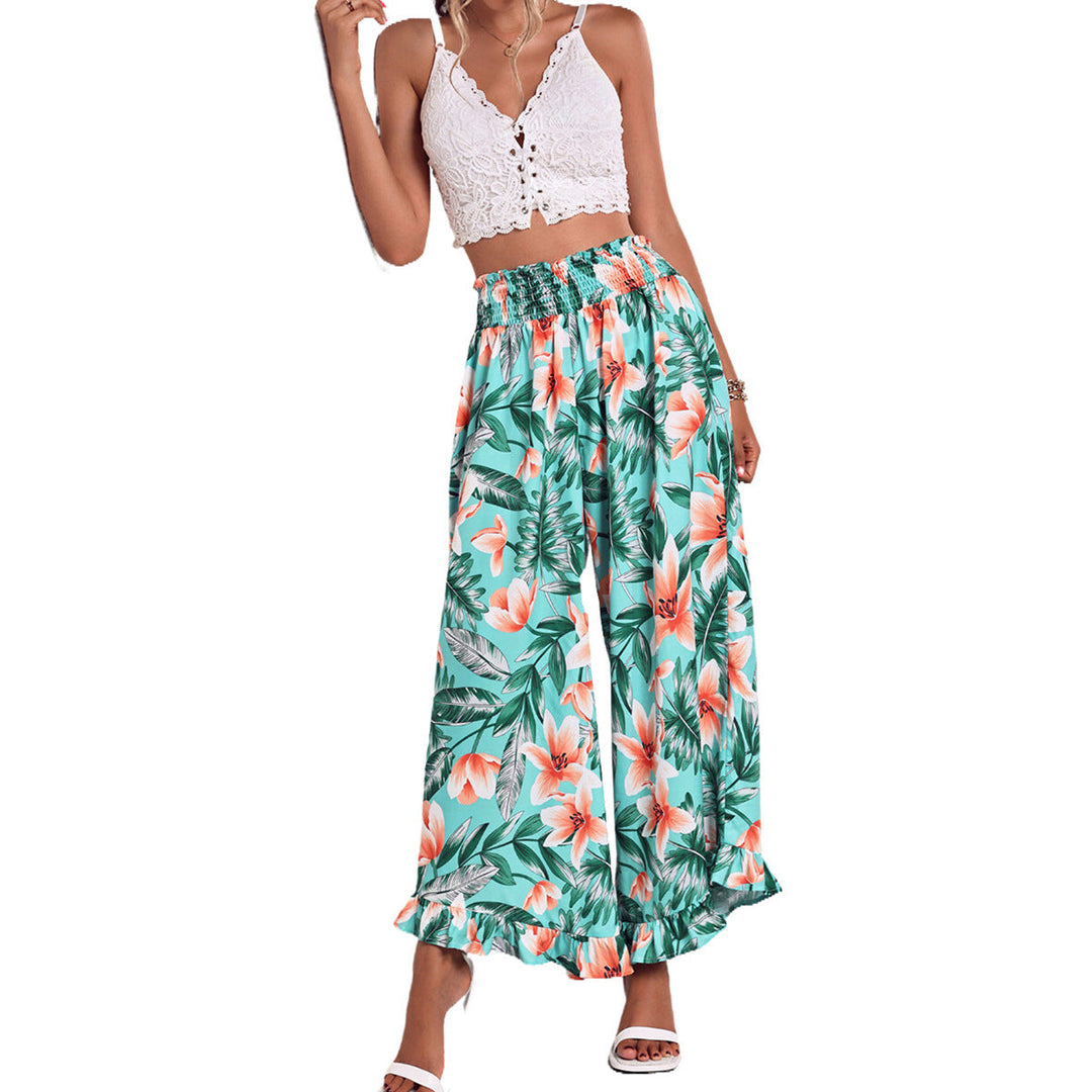 Artisio | Women Tropical Floral Wide Pants