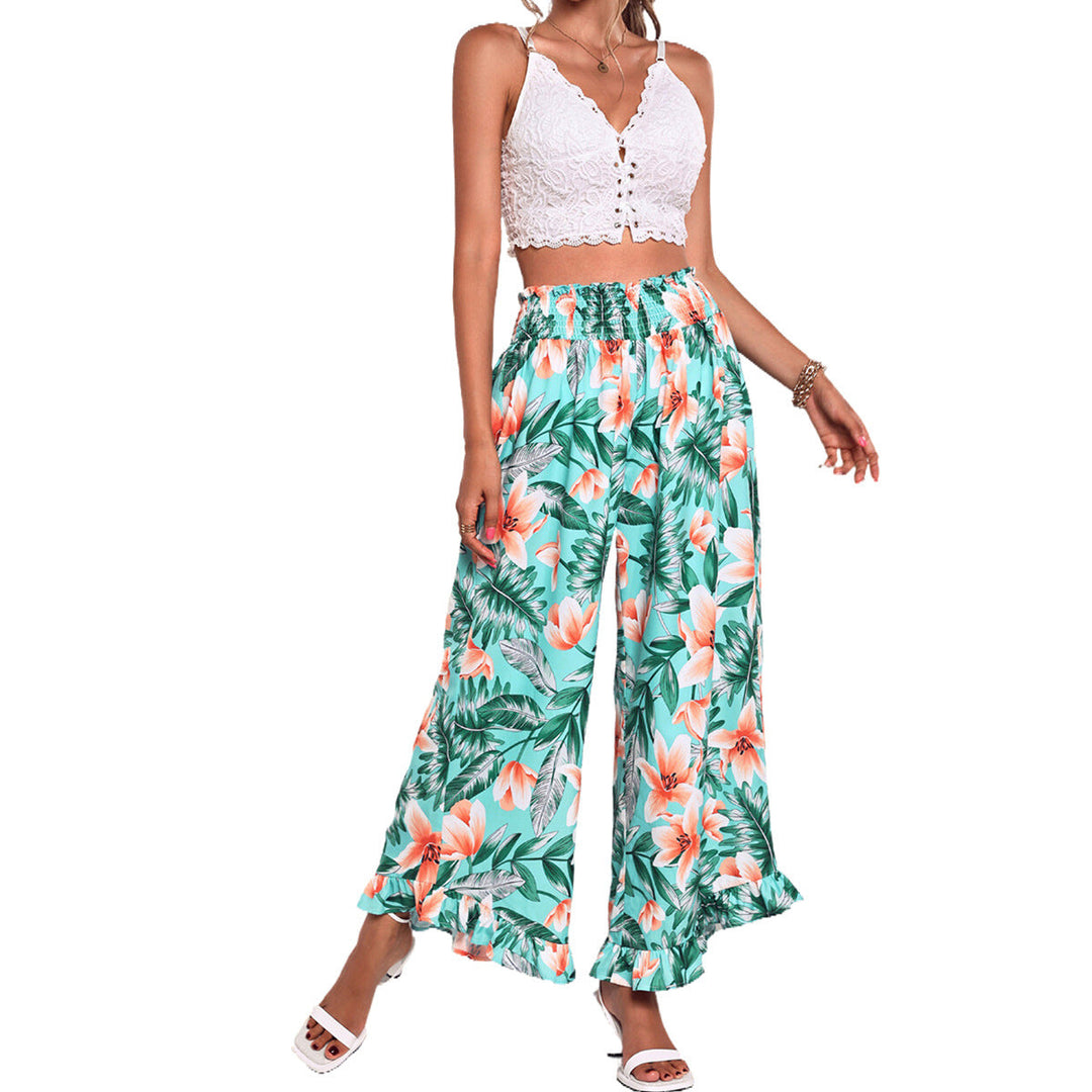 Artisio | Women Tropical Floral Wide Pants
