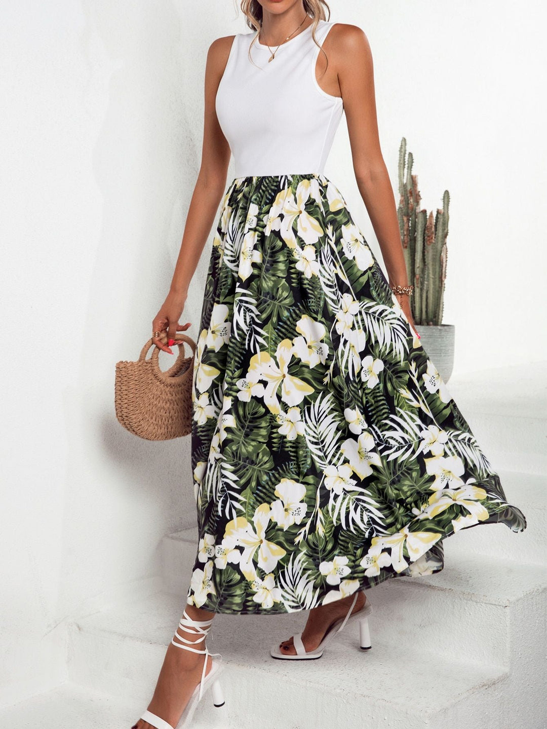 Artisio | Women Tropical Print Maxi Dress