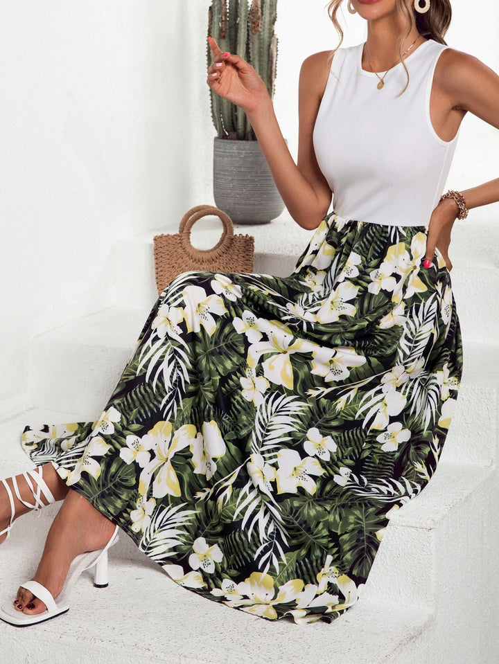 Artisio | Women Tropical Print Maxi Dress