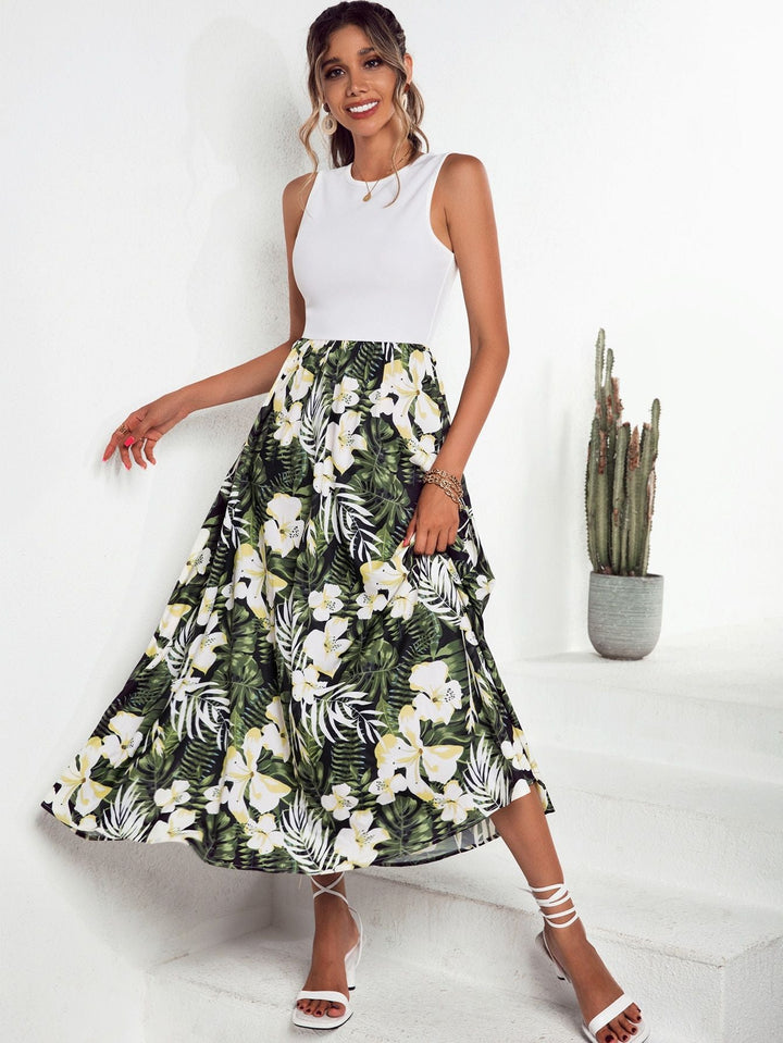 Artisio | Women Tropical Print Maxi Dress