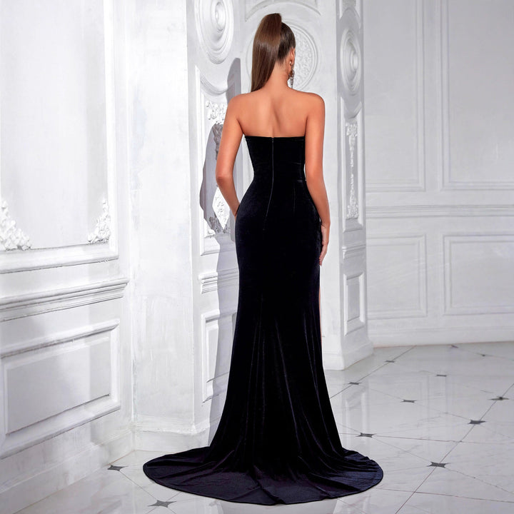Artisio | Women Velvet Corset Slit Evening Gown
