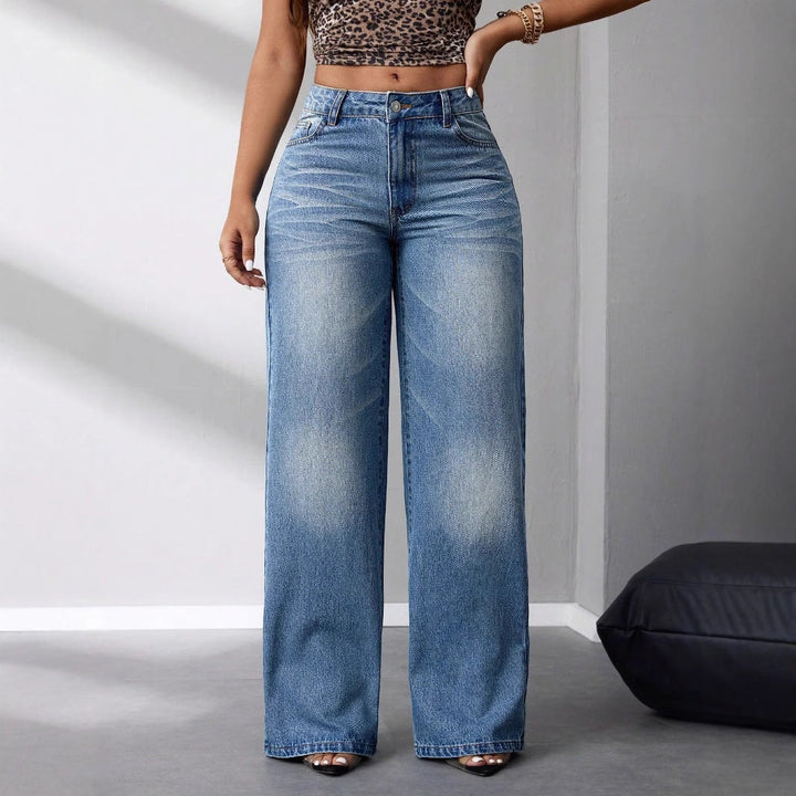 Artisio | Women Vintage Wash Wide Jeans
