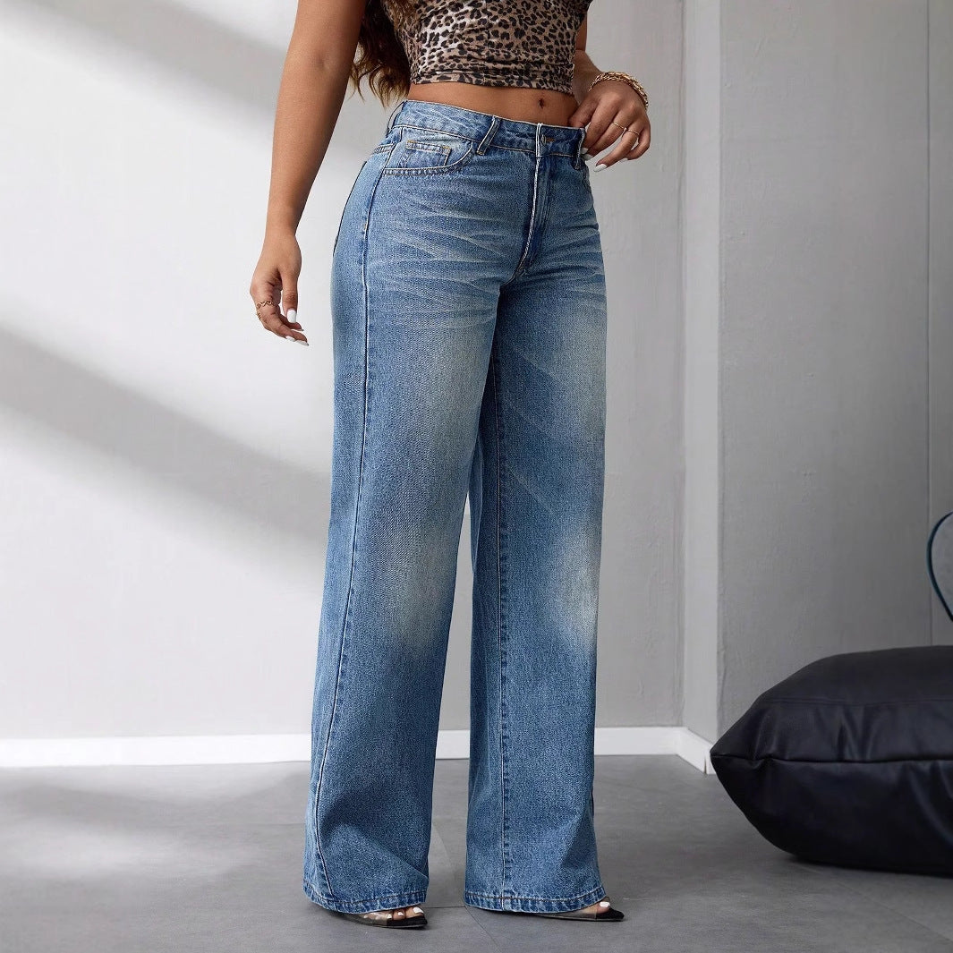 Artisio | Women Vintage Wash Wide Jeans