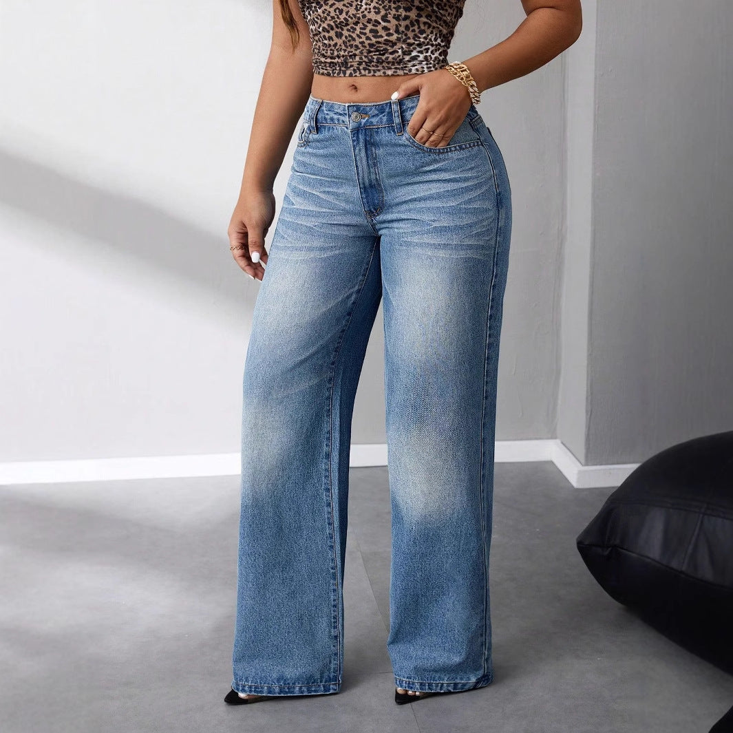 Artisio | Women Vintage Wash Wide Jeans