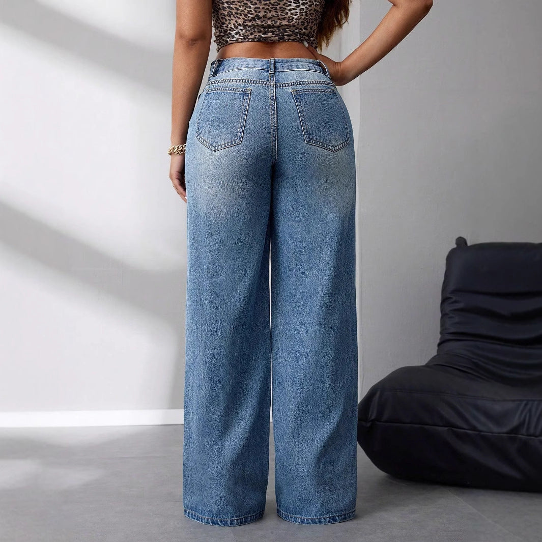 Artisio | Women Vintage Wash Wide Jeans