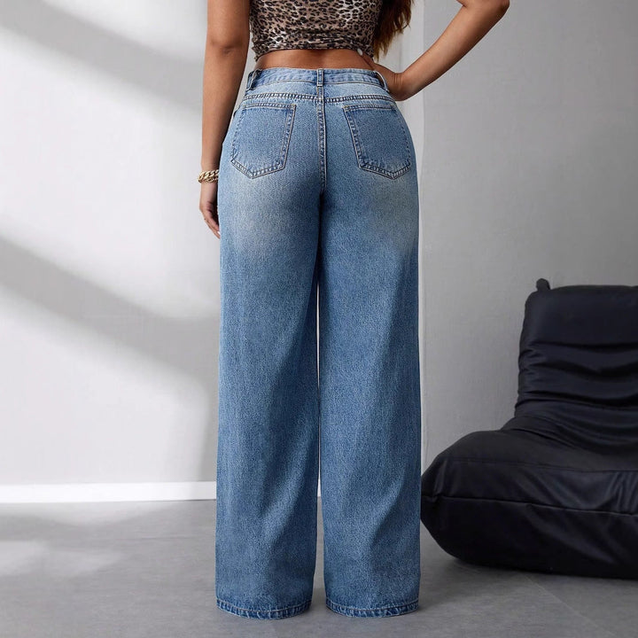 Artisio | Women Vintage Wash Wide Jeans