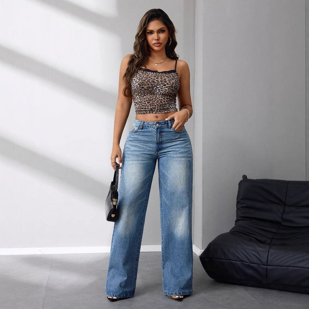 Artisio | Women Vintage Wash Wide Jeans
