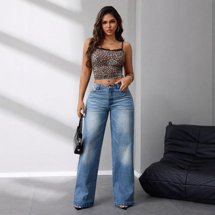 Artisio | Women Vintage Wash Wide Jeans