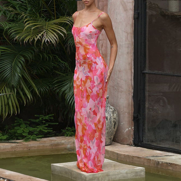 Artisio | Women Watercolor Floral Maxi Dress
