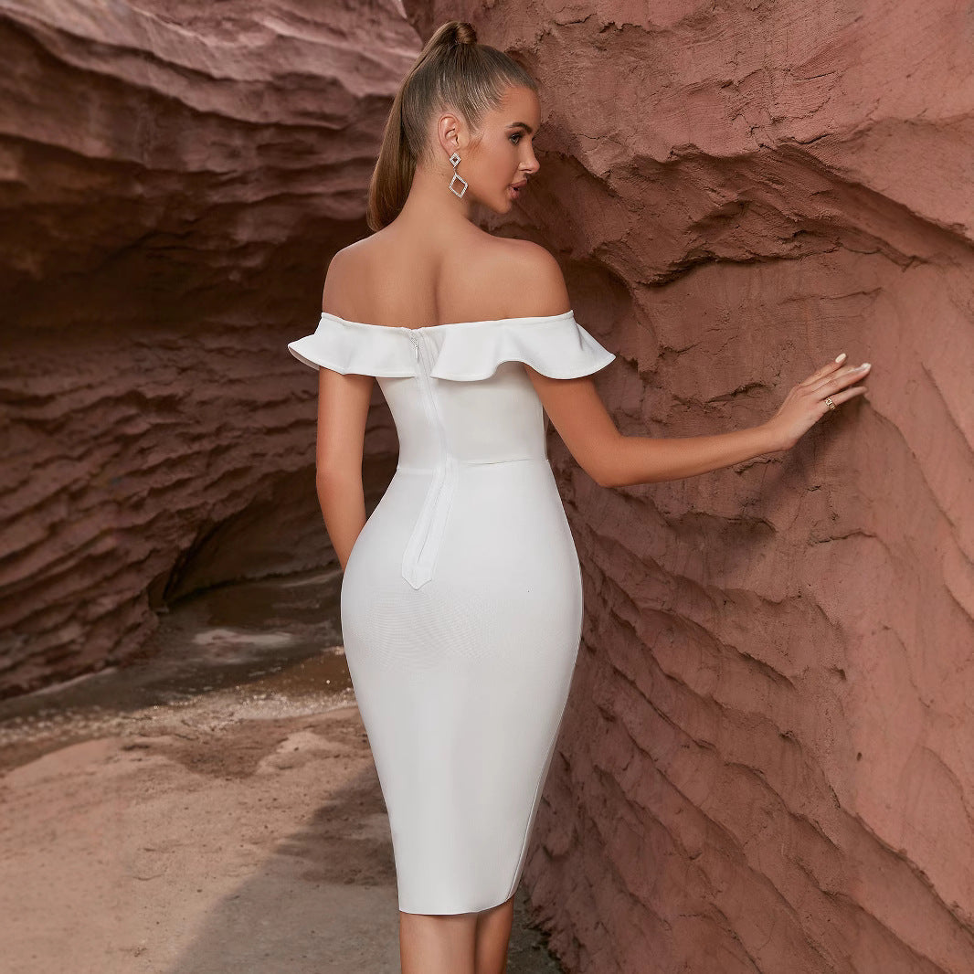 Artisio | Women White Corset Ruffle Bodycon Dress