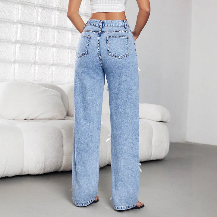 Artisio | Women Y2K Ribbon Wide Leg Jeans