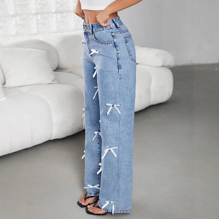 Artisio | Women Y2K Ribbon Wide Leg Jeans