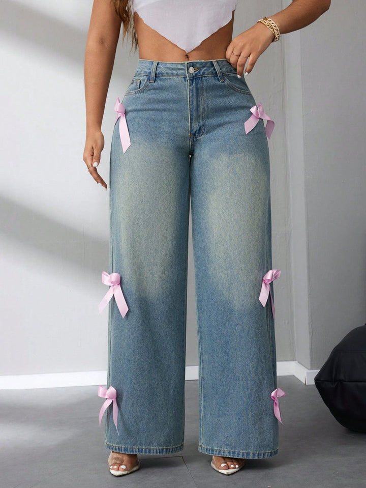 Artisio | Women Y2K Soft Girl Wide Leg Jeans