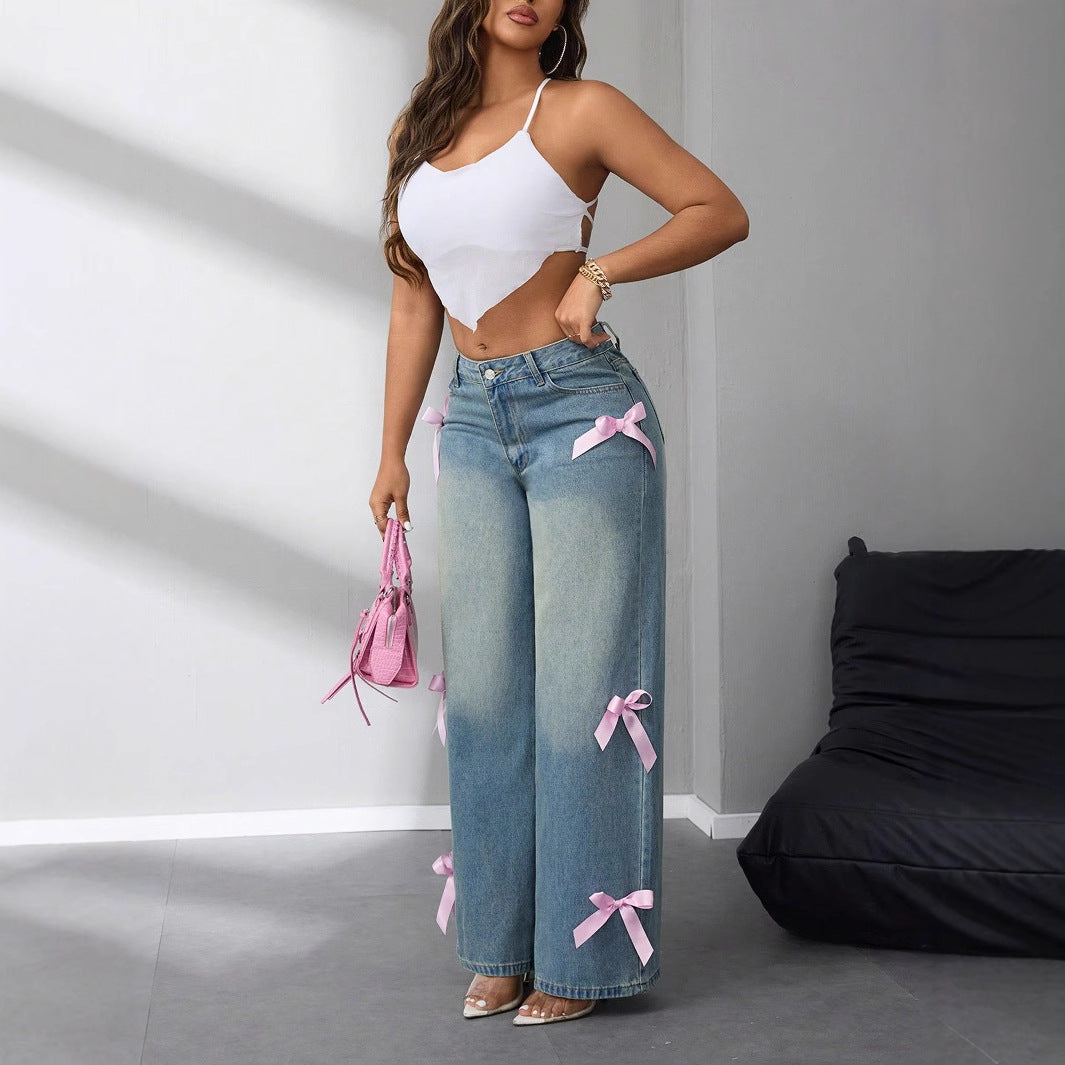 Artisio | Women Y2K Soft Girl Wide Leg Jeans