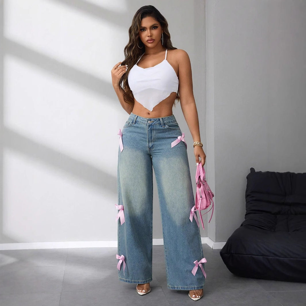 Artisio | Women Y2K Soft Girl Wide Leg Jeans