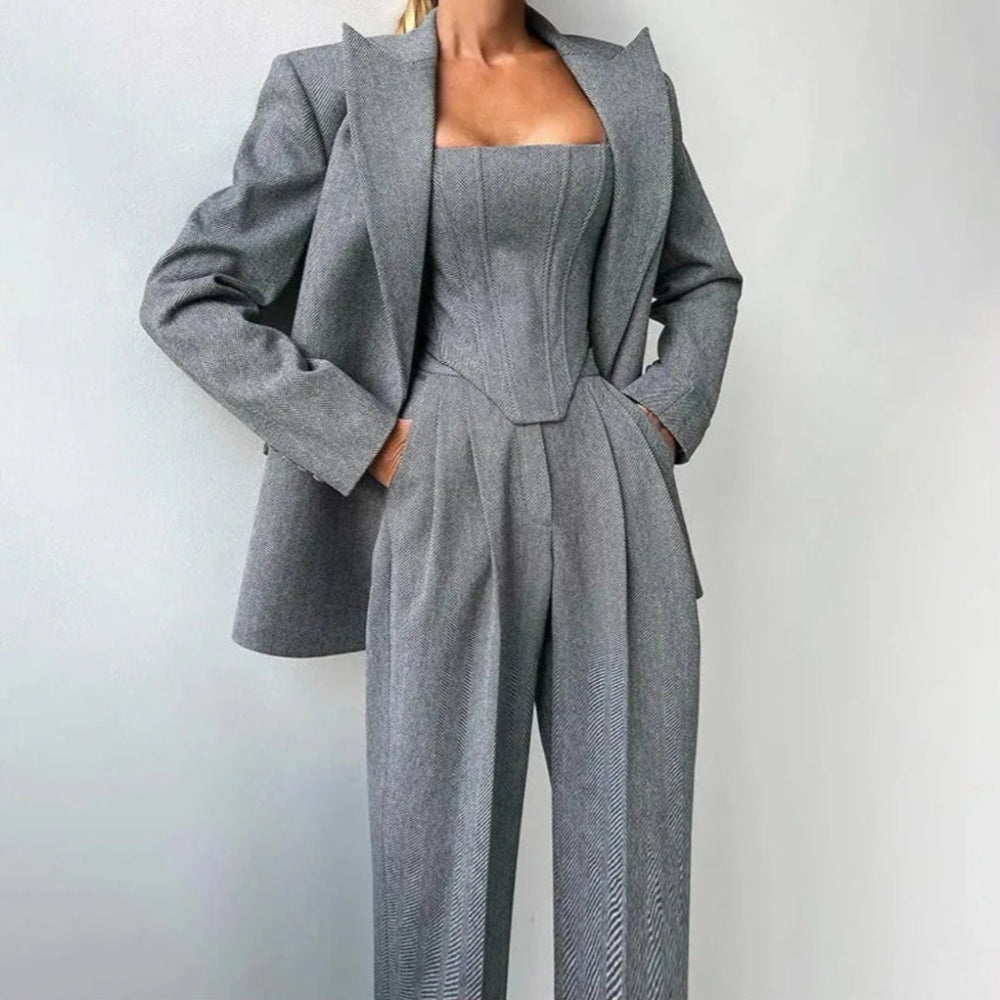 Aurora 3-Piece Tailored Corset Pant Suit Set Artisio
