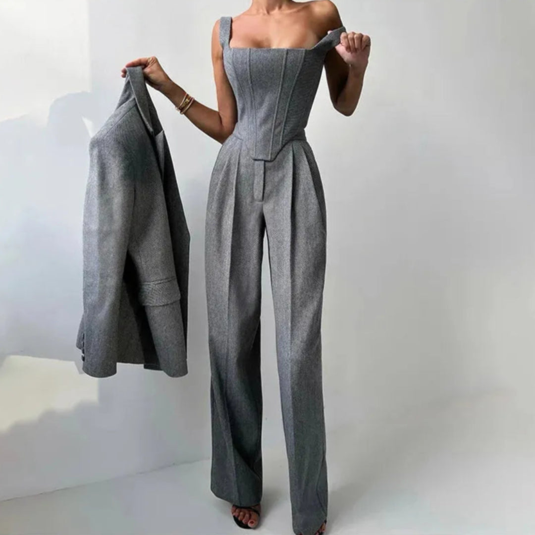 Aurora 3-Piece Tailored Corset Pant Suit Set