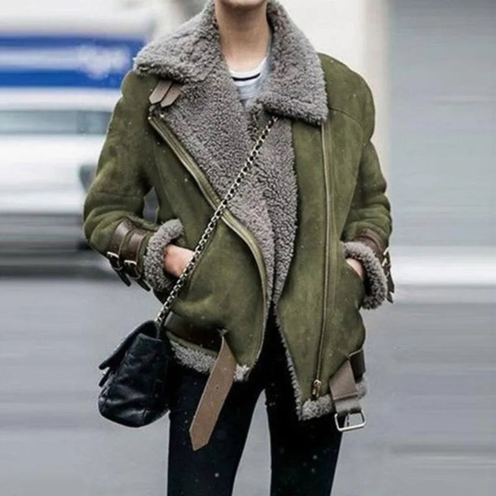 Aurora Shearling-Lined Suede Aviator Jacket Artisio