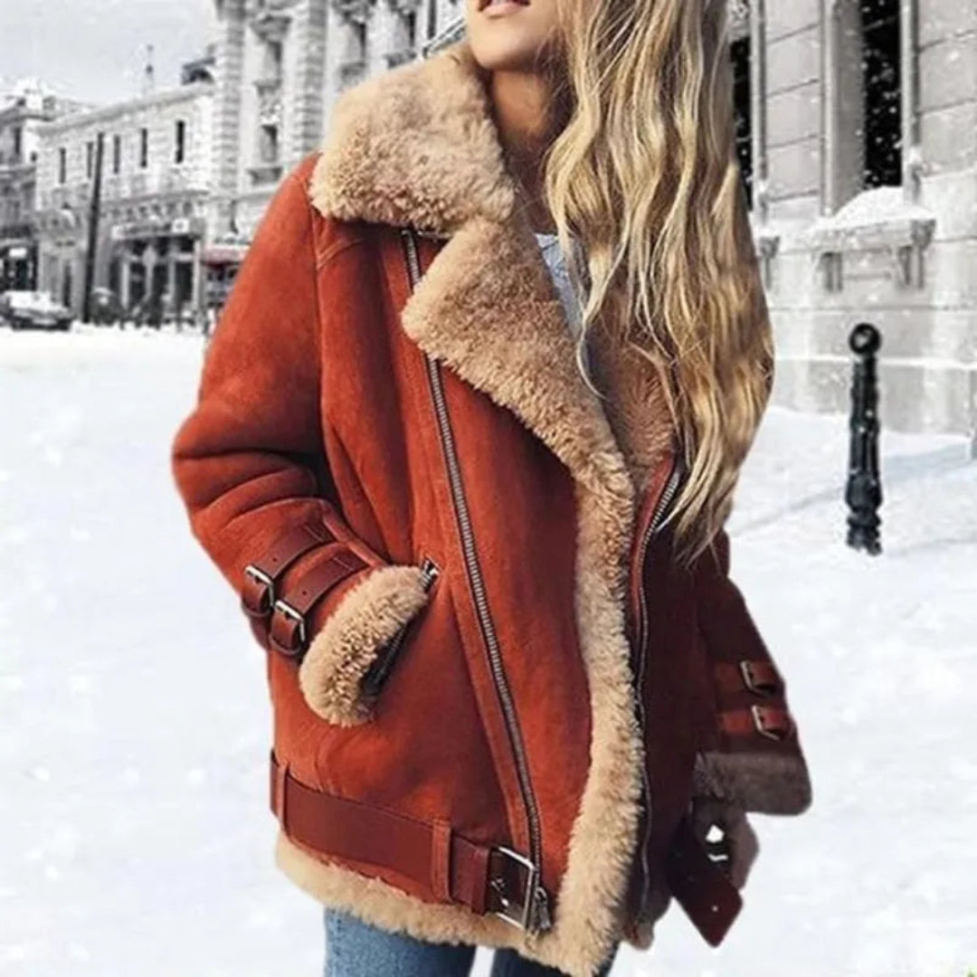 Aurora Shearling-Lined Suede Aviator Jacket Artisio