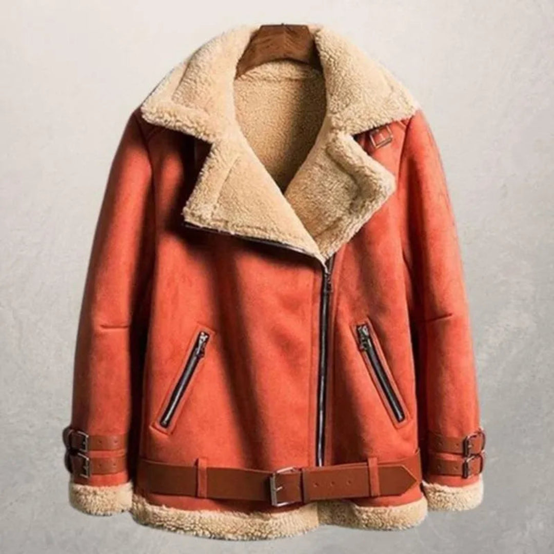 Aurora Shearling-Lined Suede Aviator Jacket Artisio
