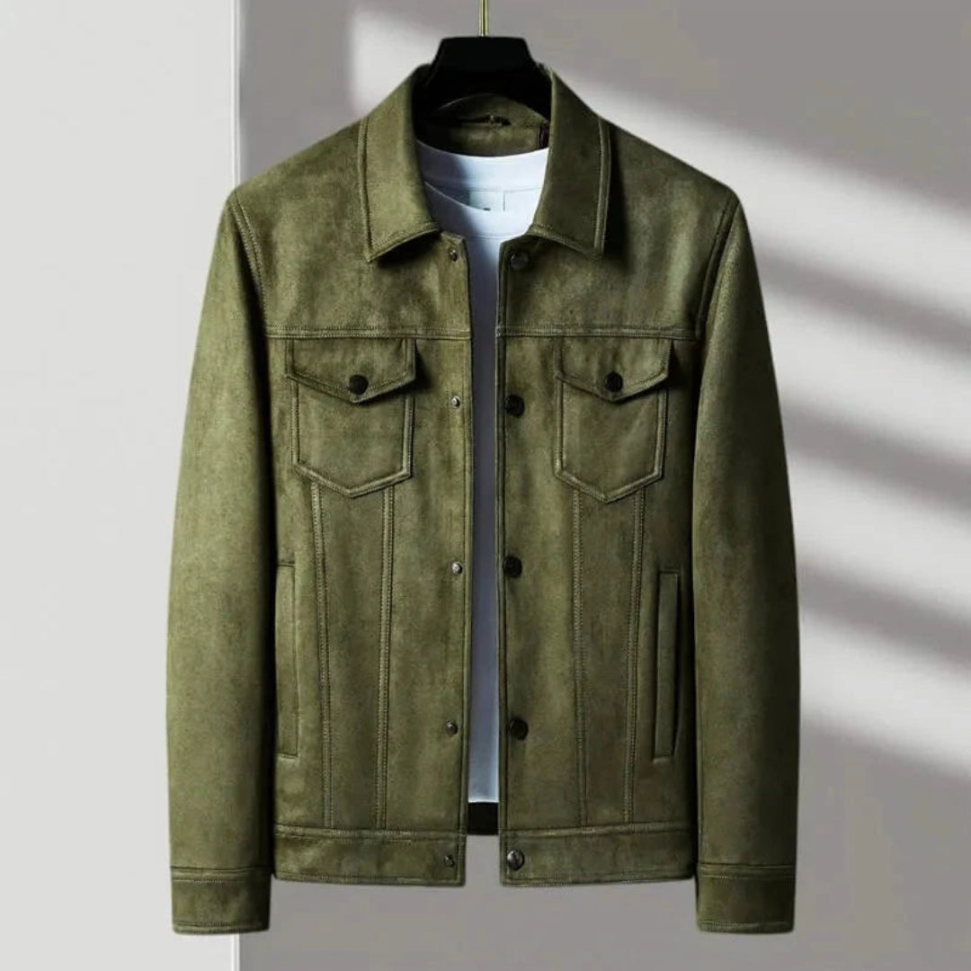 Men's Vintage Button-Front Suede Jacket