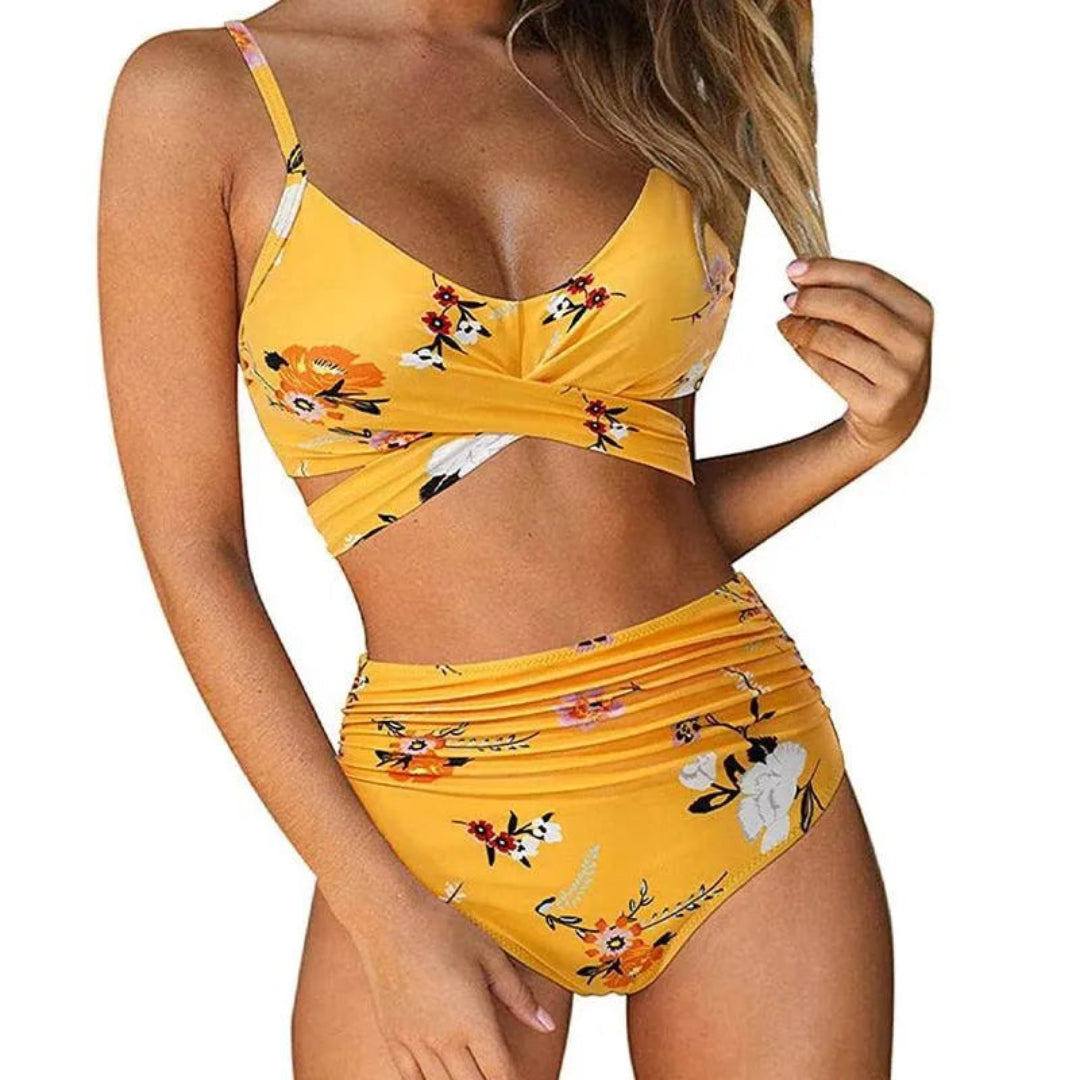Bianca High-Waisted Crisscross Wrap Bikini Set