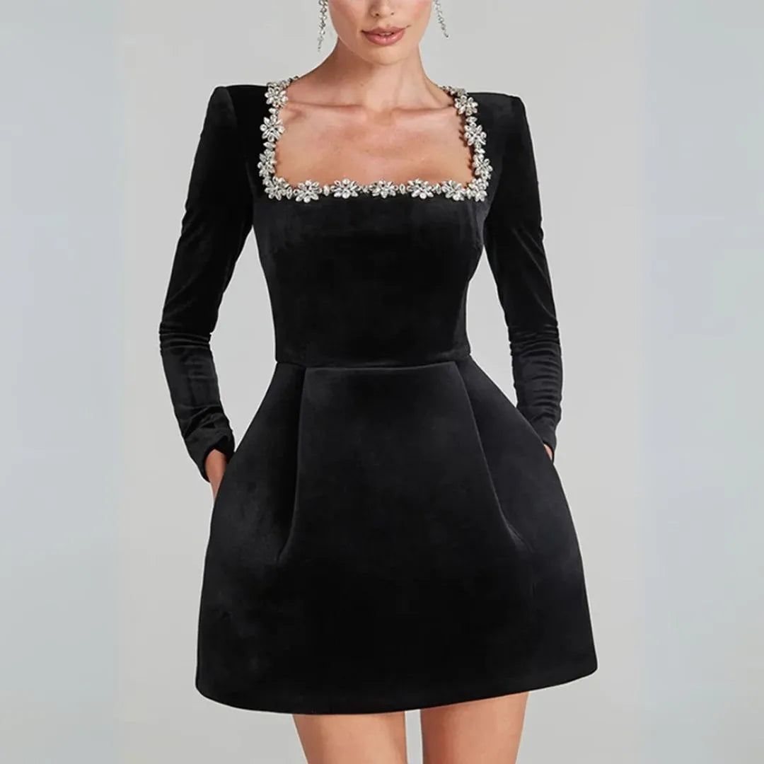 Blakely Square Neck Velvet Mini Dress